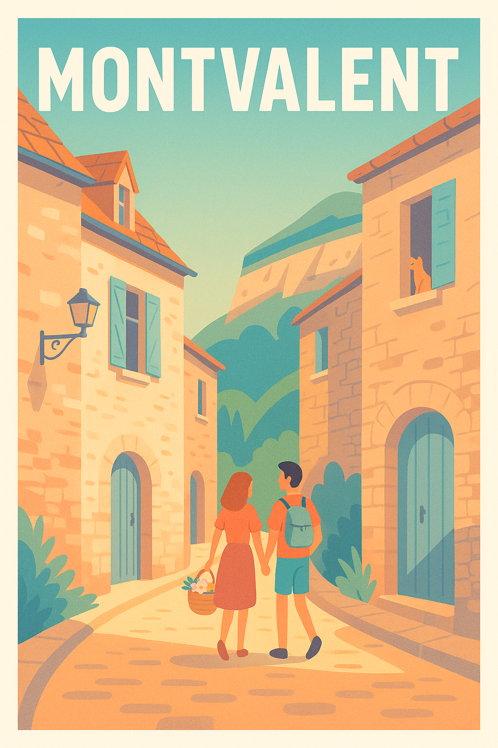 Affiche Montvalent — Promenade au cœur d'un village paisible · poster d'art de Montvalent
