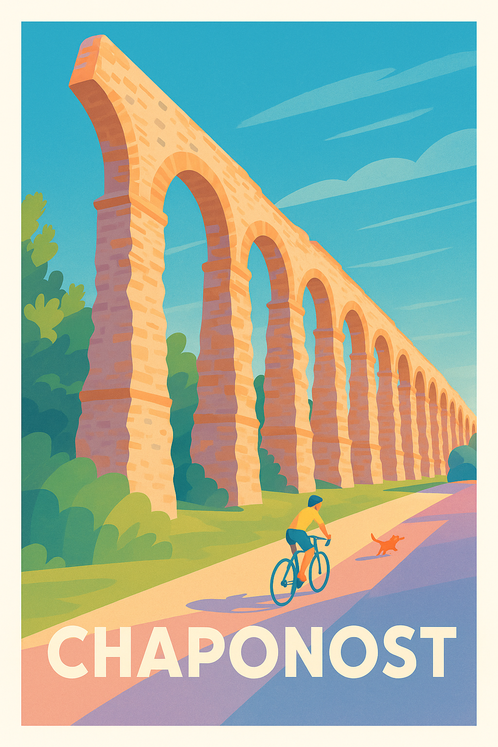 Affiche Chaponost — L'aqueduc emblématique en pleine lumière · poster d'art de Chaponost
