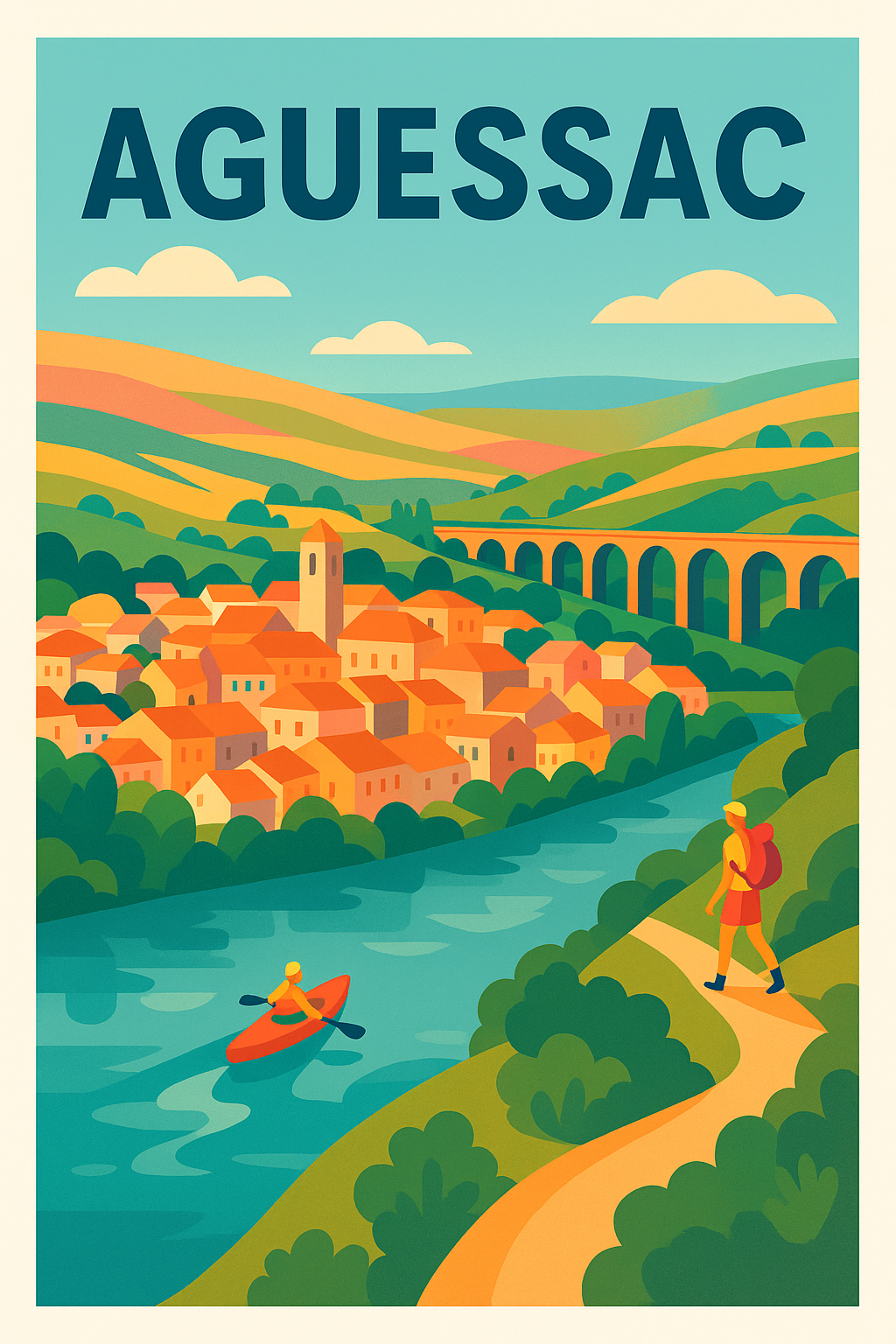 Affiche de Aguessac - L'évasion entre rivière et collines