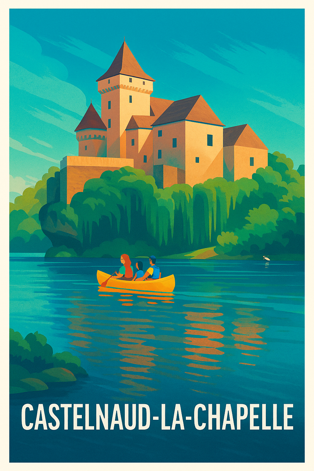 Affiche Castelnaud-la-Chapelle — Évasion et patrimoine au bord de l'eau · poster d'art de Castelnaud-la-Chapelle