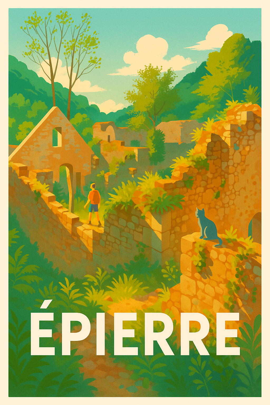 Affiche de Épierre - Ruines ensoleillées et nature sauvage
