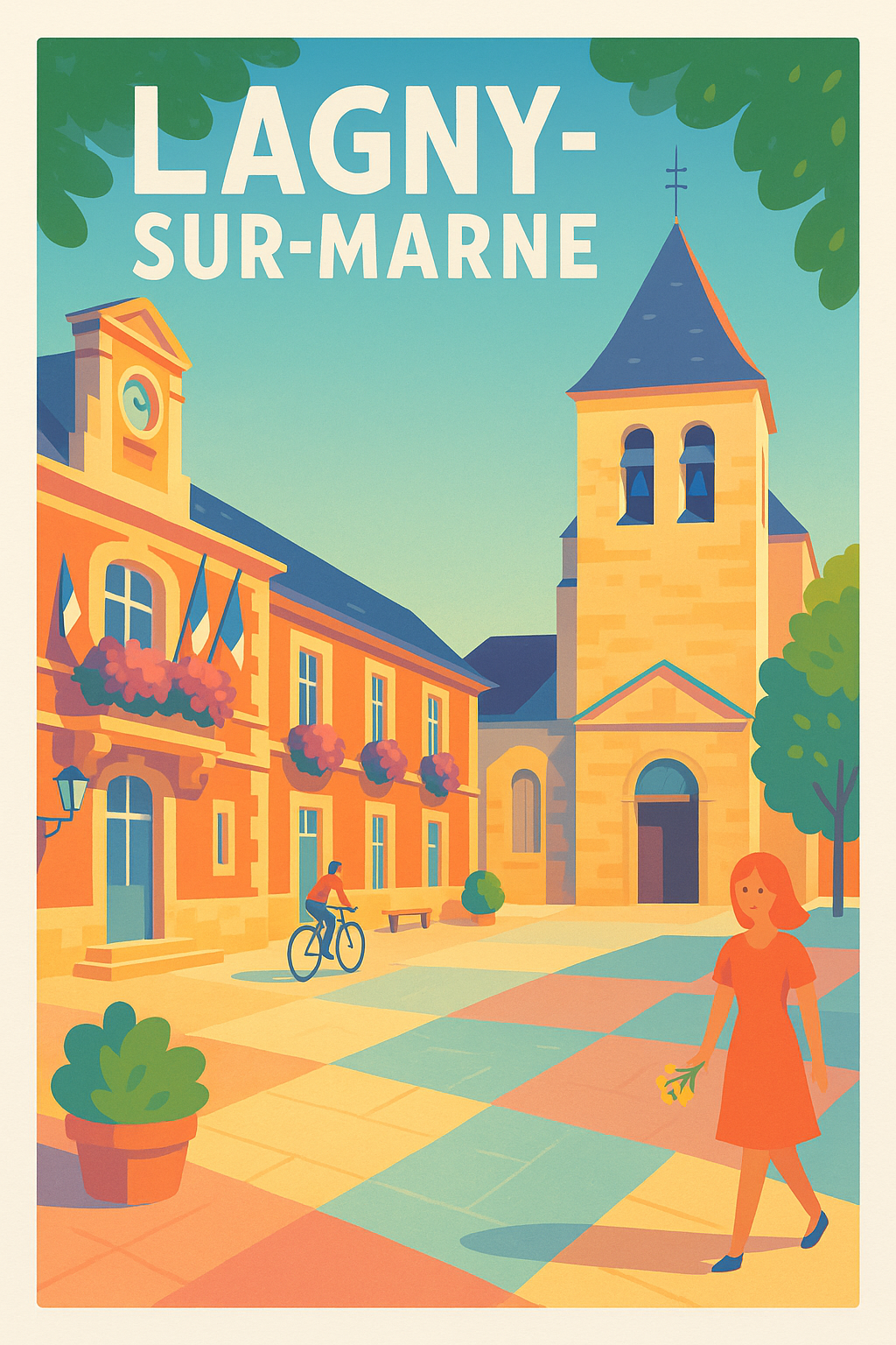 Affiche Lagny-sur-Marne — Ambiance paisible au cœur de la ville · poster d'art de Lagny-sur-Marne