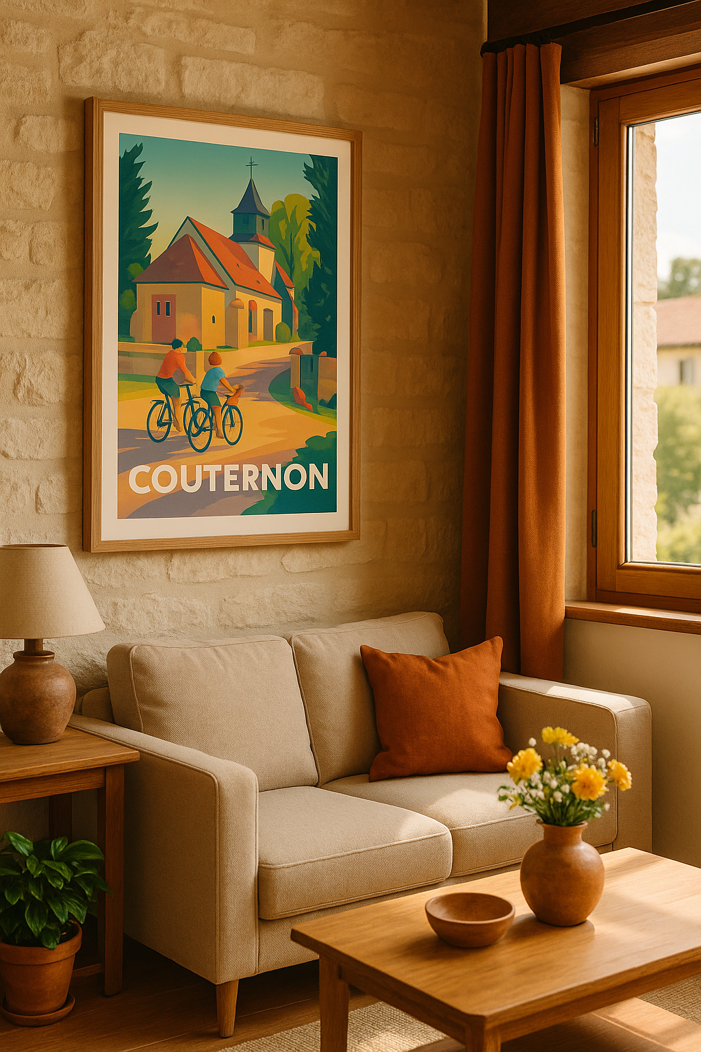Mise en situation Affiche Couternon - Balade à vélo au charme bucolique