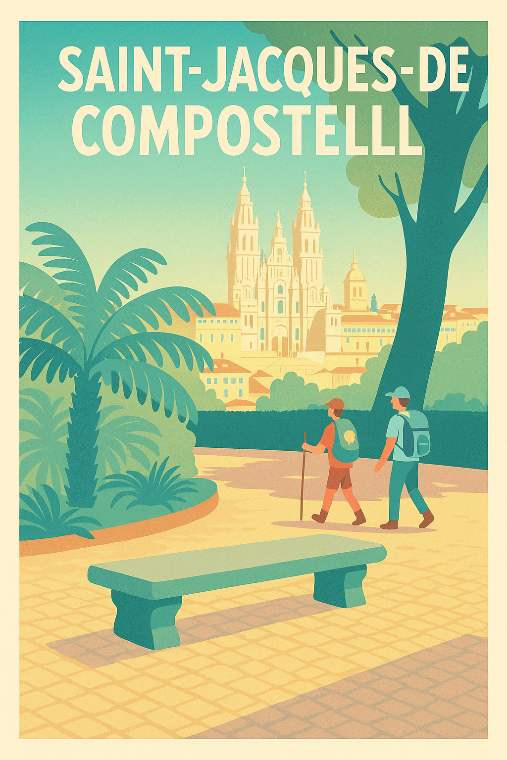 Affiche de Saint-Jacques-de-Compostelle - L'escapade des pèlerins