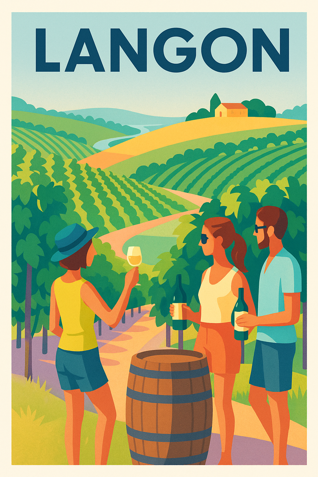 Affiche de Langon - Escapade viticole et panorama champêtre