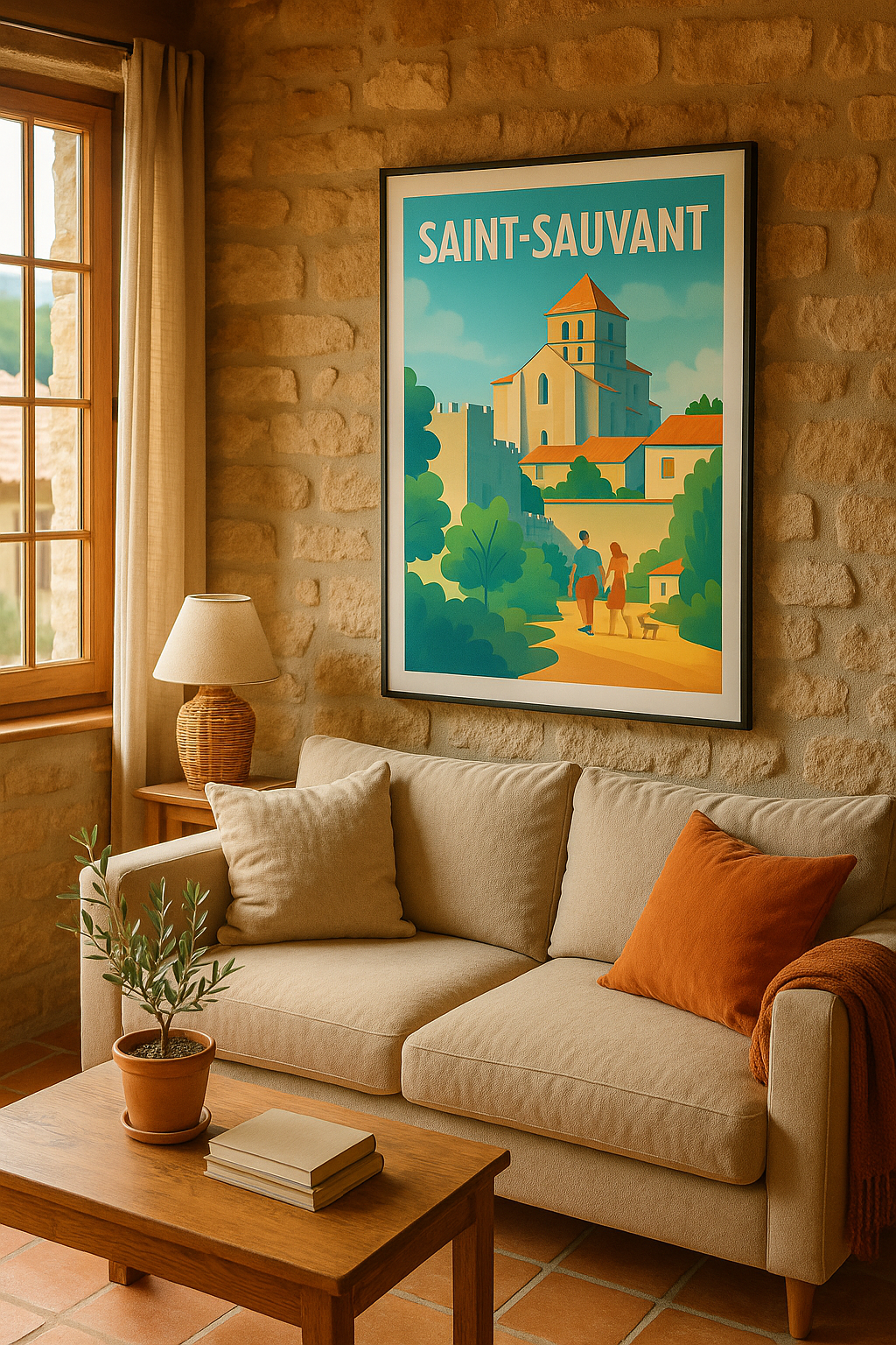 Affiche Saint-Sauvant — Escapade bucolique entre patrimoine et nature · poster d'art de Saint-Sauvant