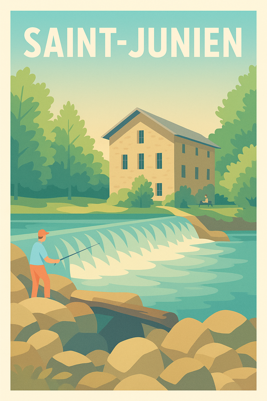 Affiche de Saint-Junien - Évasion paisible au fil de l'eau