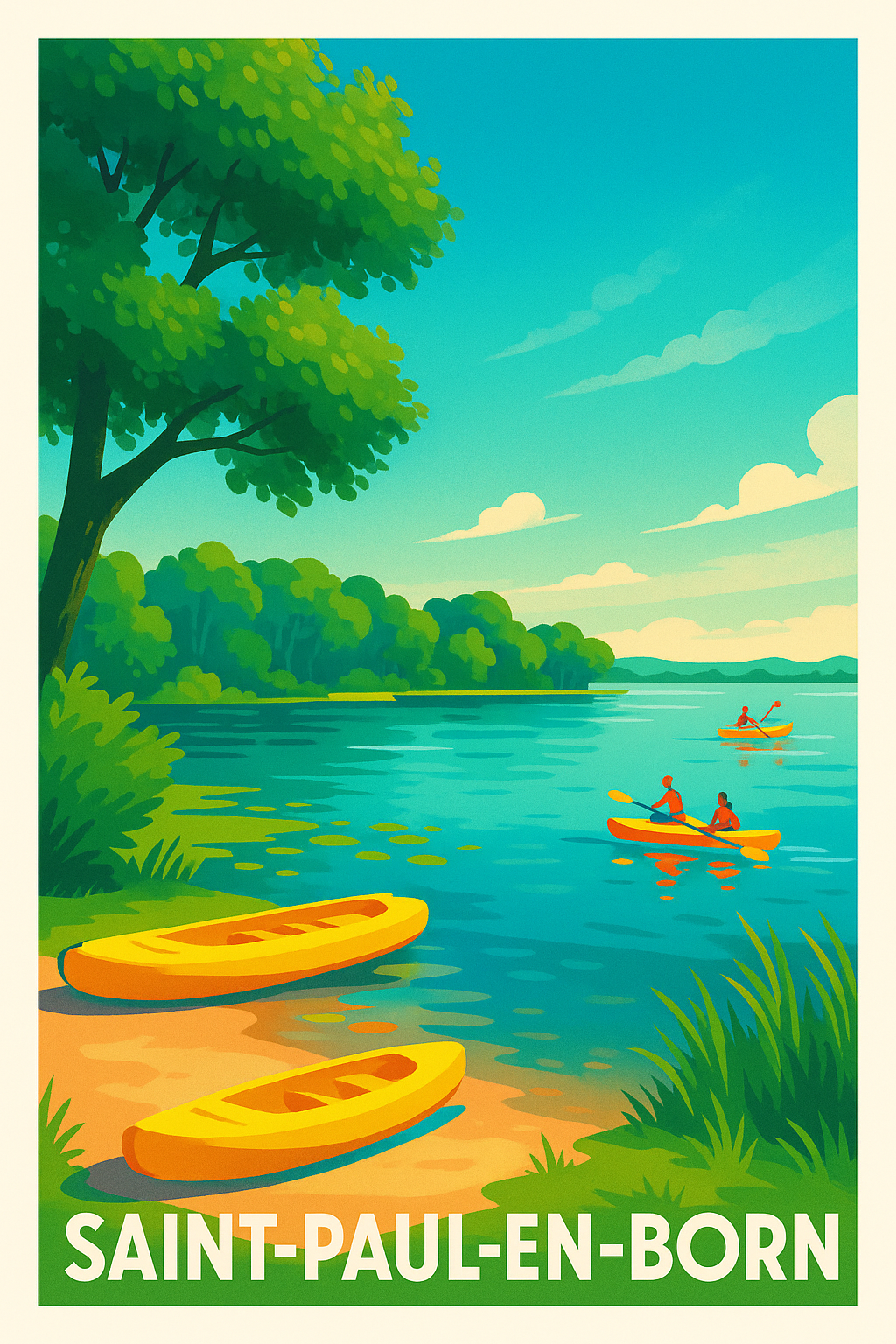Affiche Saint-Paul-en-Born — Évasion au bord de l'eau · poster d'art de Saint-Paul-en-Born