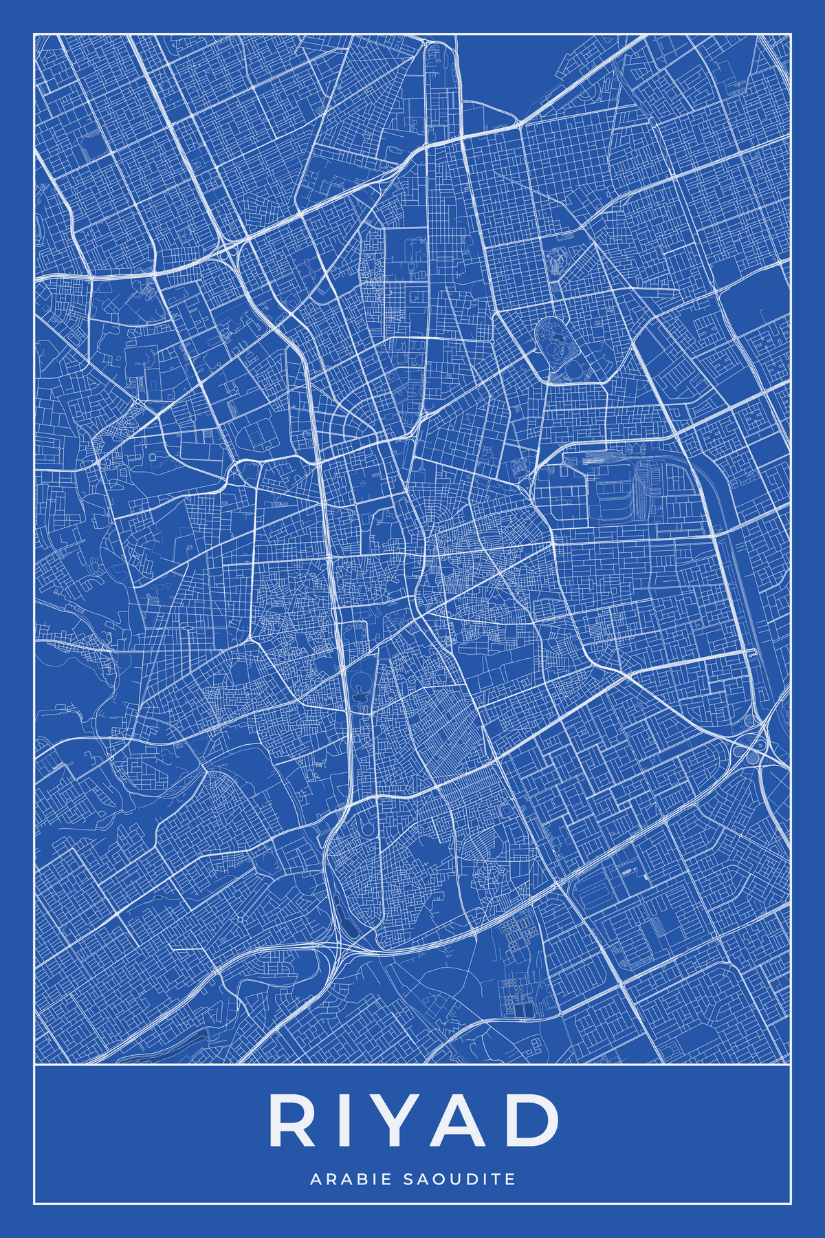 Carte de Riyad bleue - Affiche personnalisée