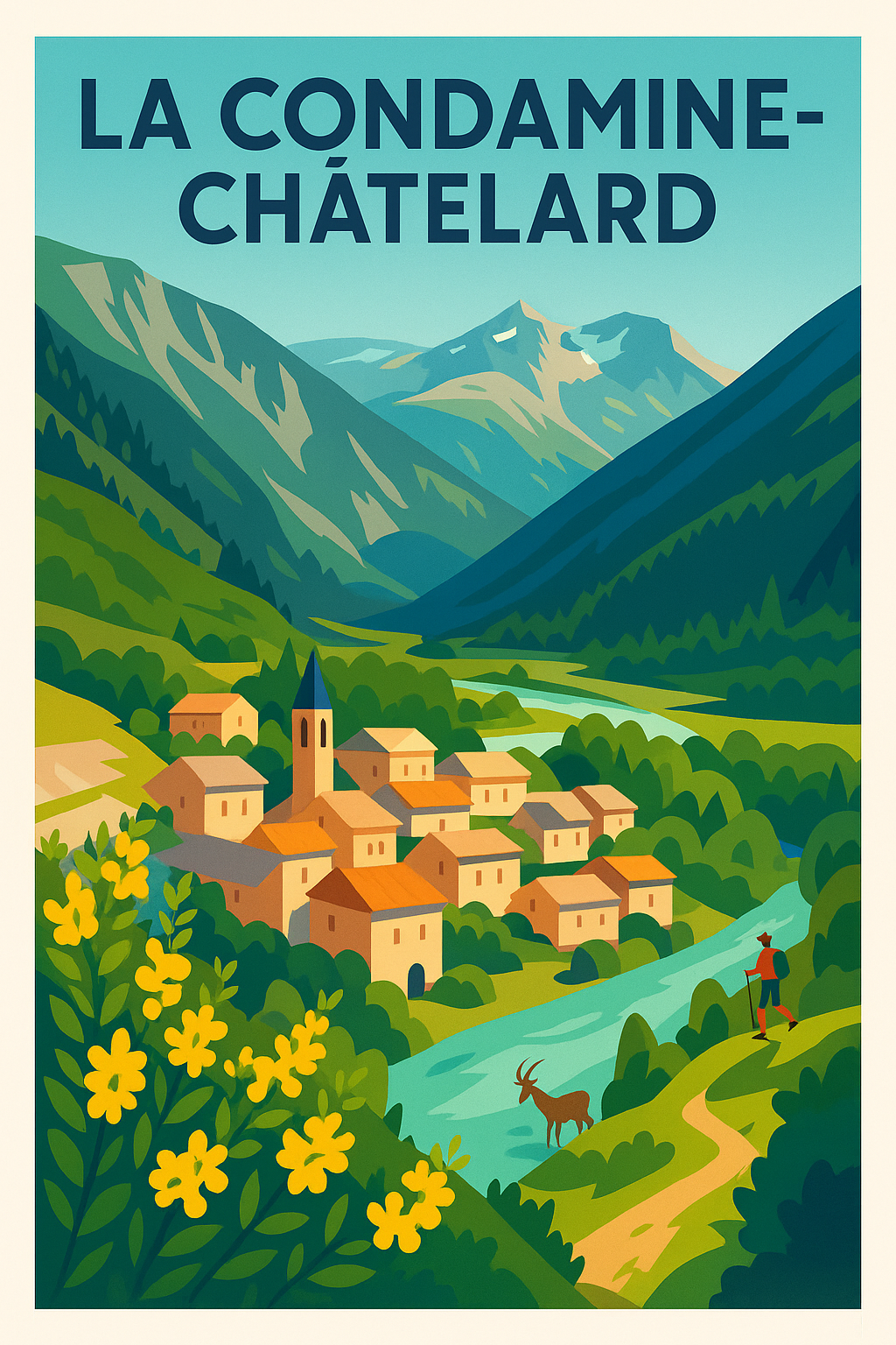 Affiche La Condamine-Châtelard — L'authenticité alpine au cœur de la nature · poster d'art de La Condamine-Châtelard