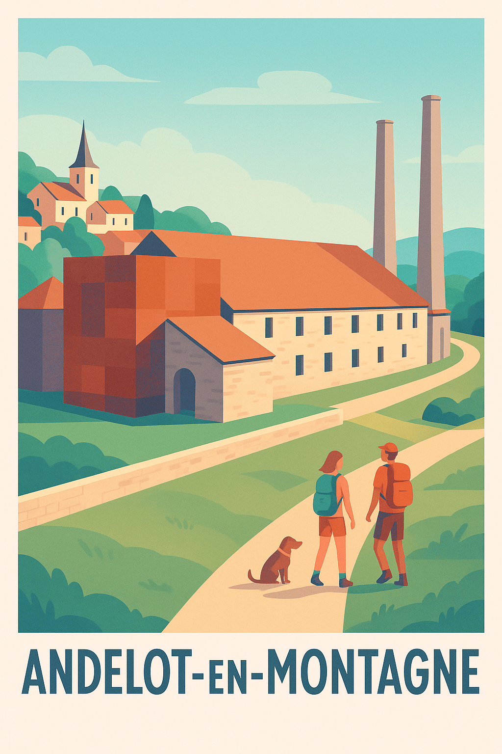 Affiche Andelot-en-Montagne — Promenade entre histoire et nature · poster d'art de Andelot-en-Montagne