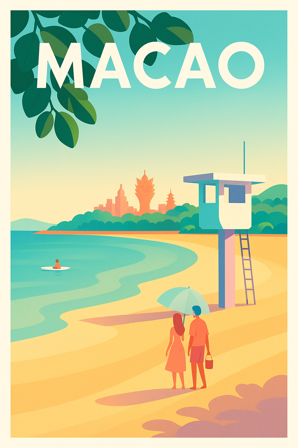 Affiche Macao — Escapade en bord de mer moderne · poster d'art de Macao