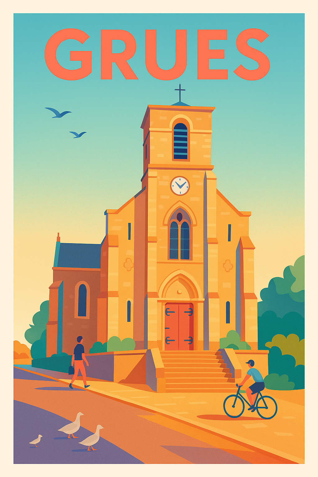 Affiche de Grues - Charme et sérénité au cœur du village
