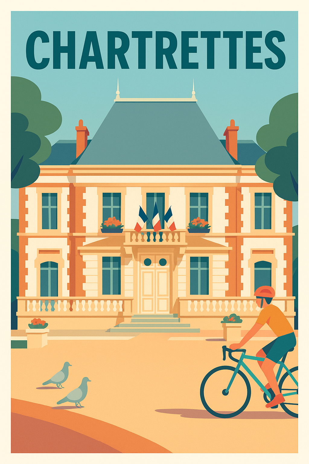 Affiche de Chartrettes - Un charme intemporel à vélo