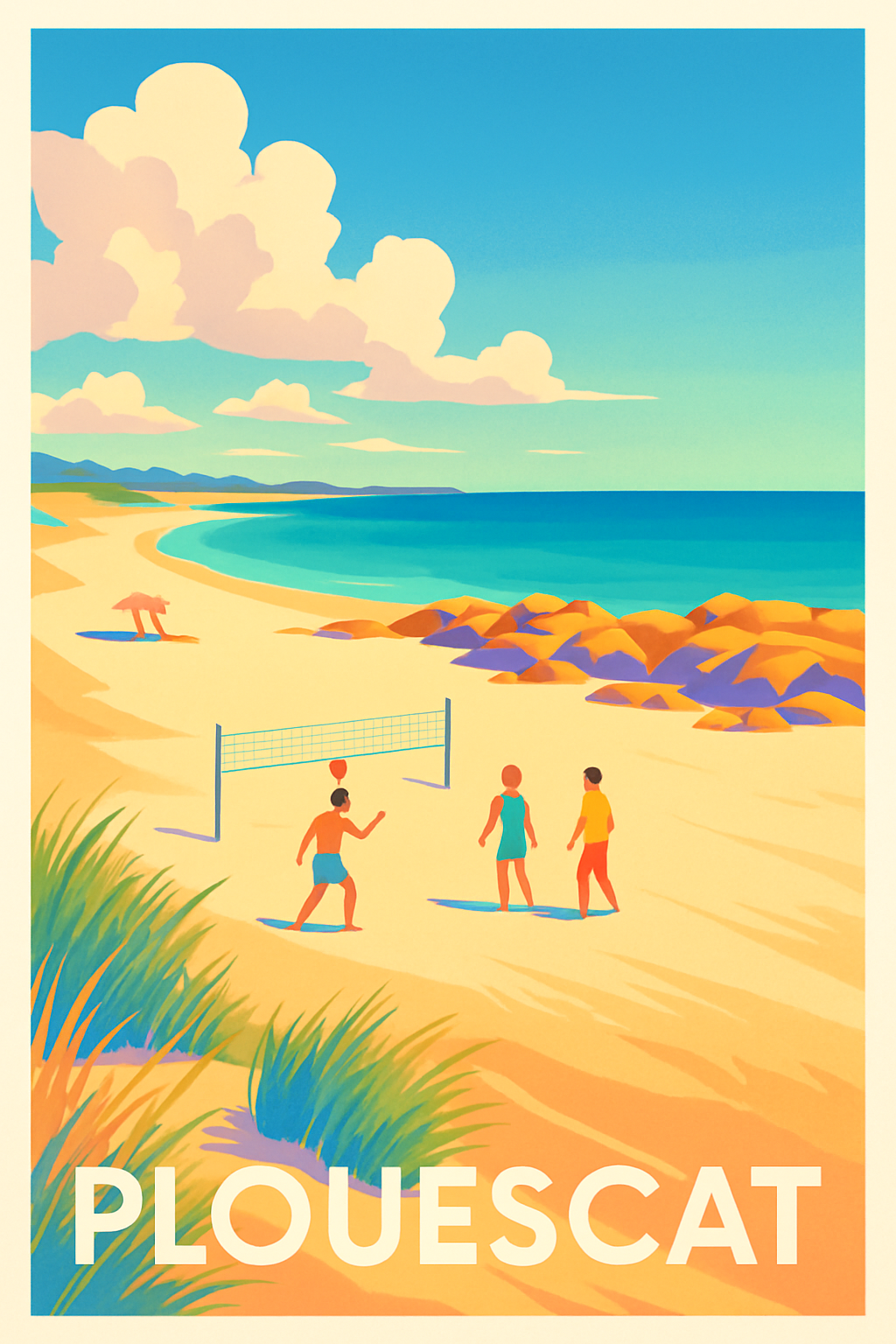 Affiche de Plouescat - Les plages ensoleillées de la côte bretonne