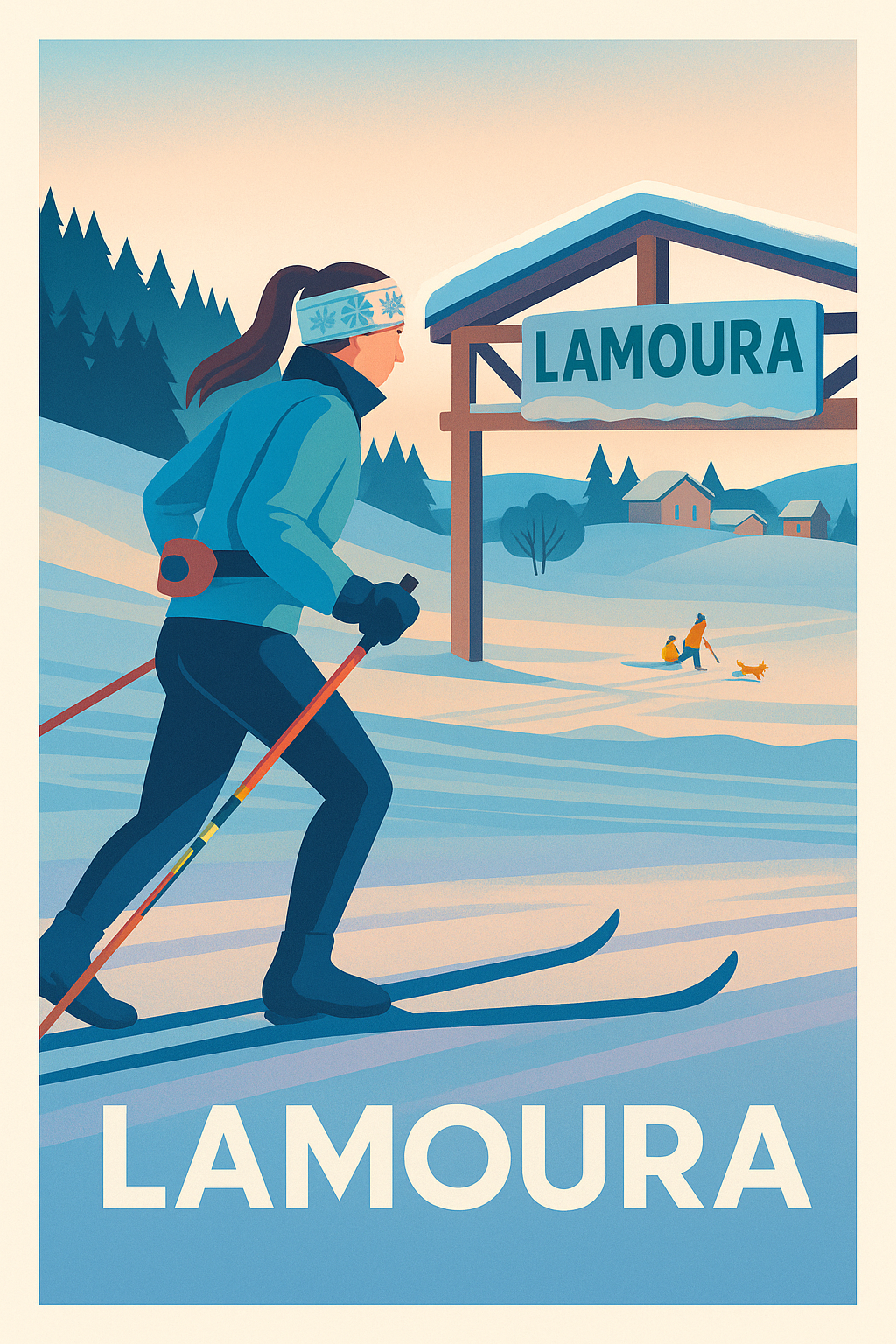 Affiche Lamoura — Esprit nature et glisse nordique · poster d'art de Lamoura