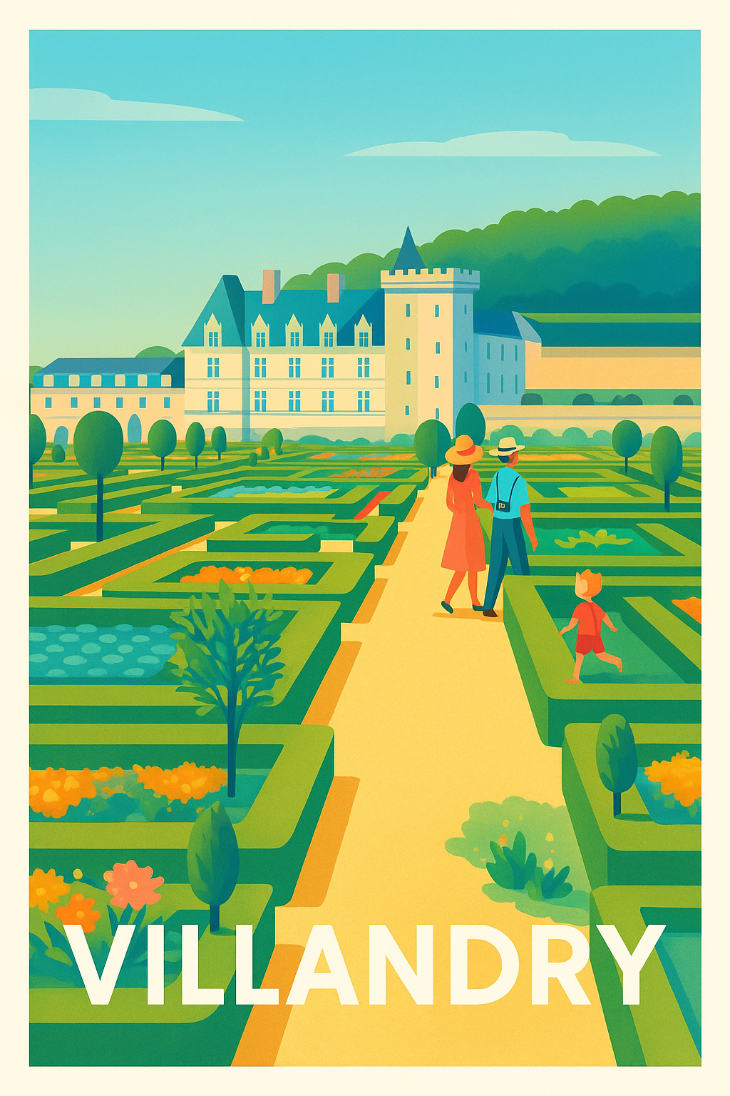 Affiche Villandry — Promenade au cœur des jardins Renaissance · poster d'art de Villandry