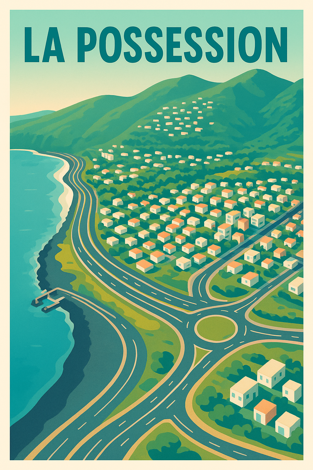 Affiche de La Possession - Panorama d'une ville côtière dynamique