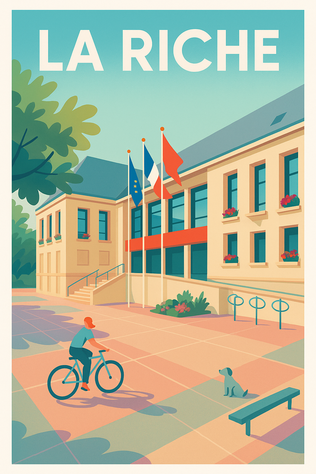 Affiche de La Riche - Charme et douceur de vivre à vélo