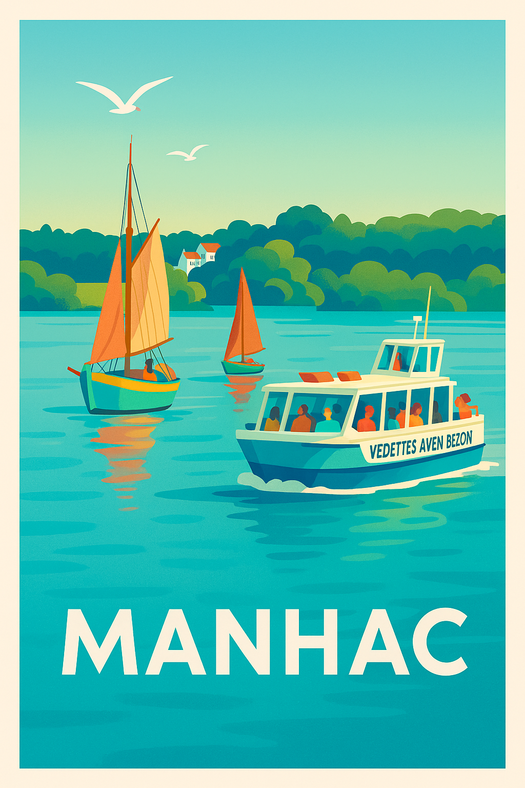 Affiche Manhac — Escapade paisible sur l'eau · poster d'art de Manhac