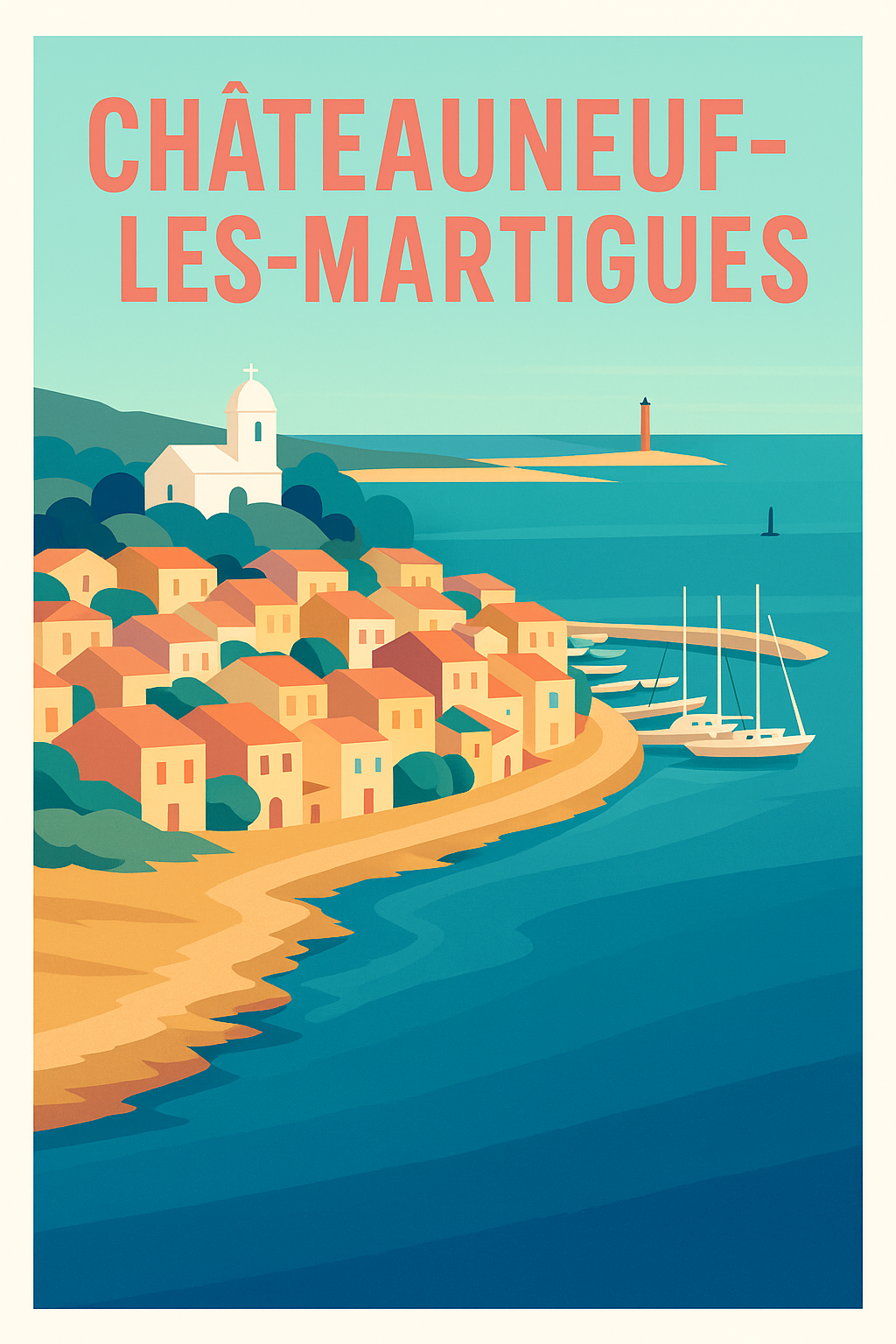 Affiche de Châteauneuf-les-Martigues - Charme côtier ensoleillé