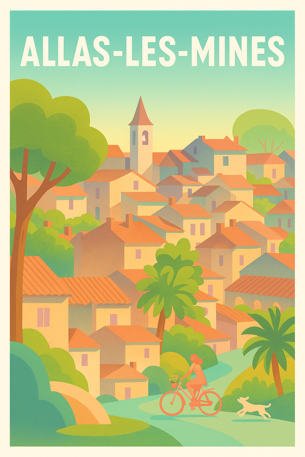 Affiche Allas-les-Mines — Escapade bucolique au cœur du village · poster d'art de Allas-les-Mines