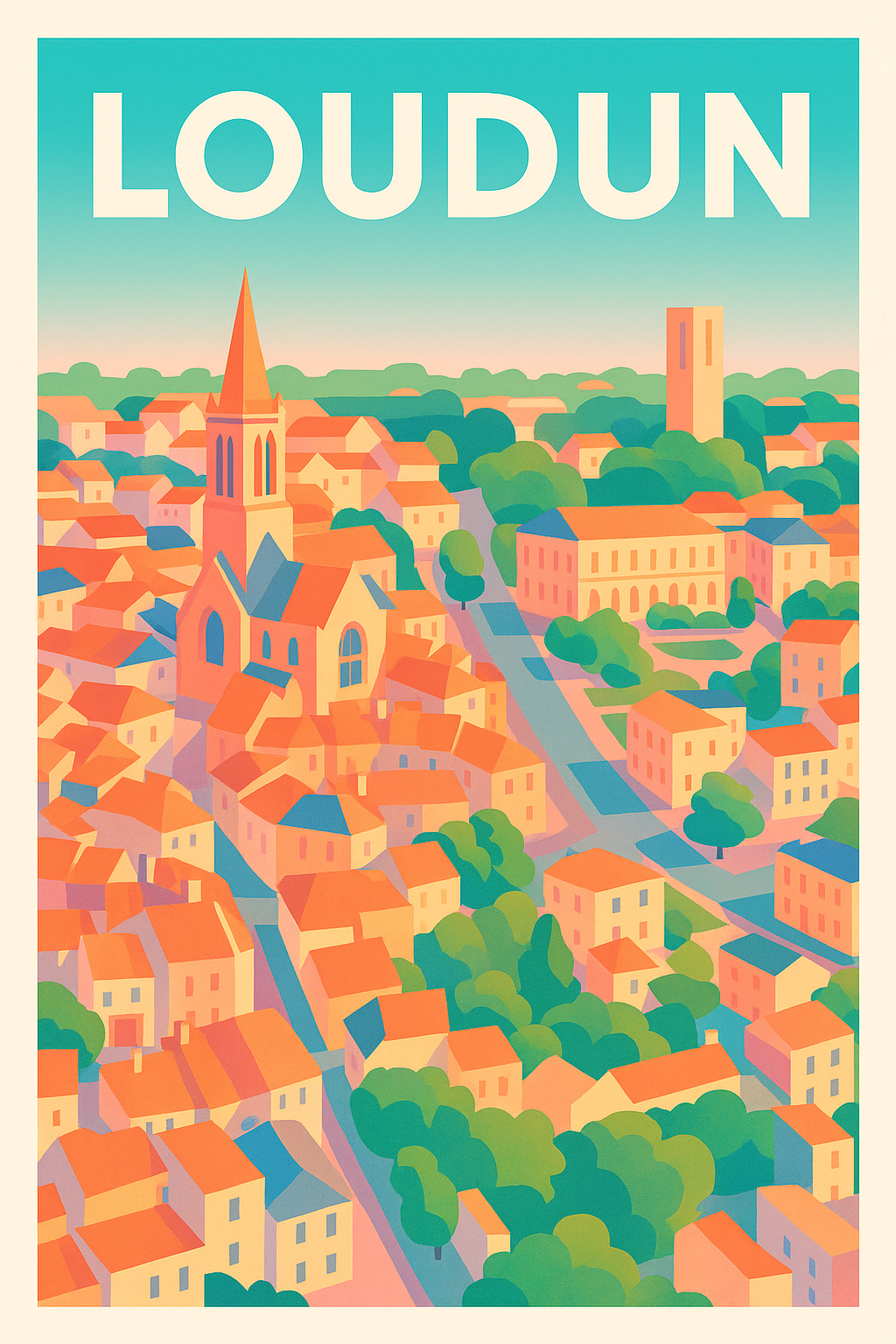 Affiche de Loudun - Charme coloré et village typique
