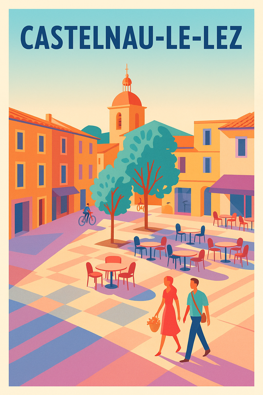 Affiche Castelnau-le-Lez — Douceur de vivre en plein air · poster d'art de Castelnau-le-Lez