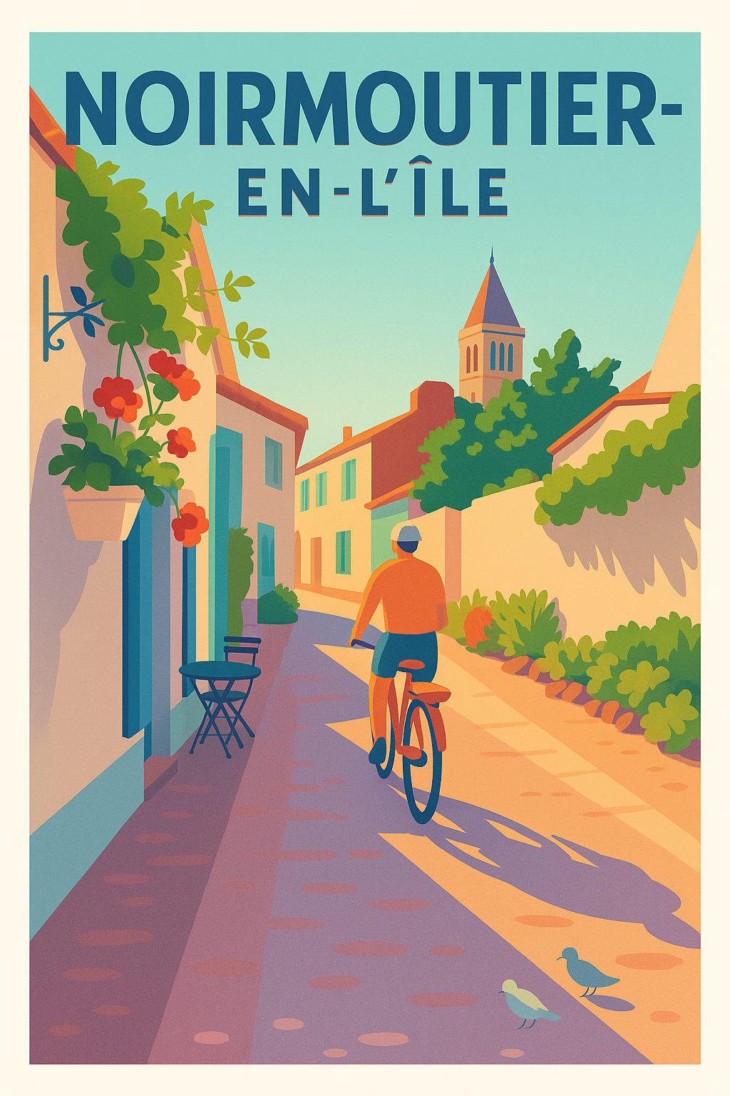 Affiche de Noirmoutier-en-l'Île - L'élégance d'une balade à vélo