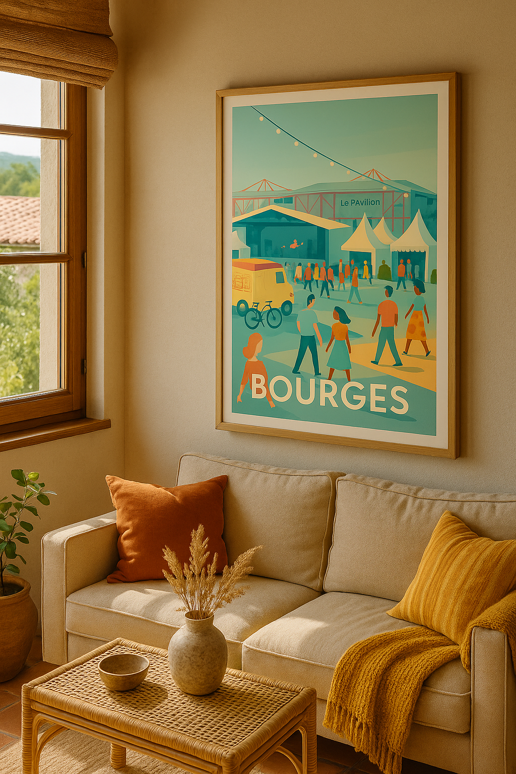 Mise en situation Affiche Bourges - Ambiance festive au Pavillon