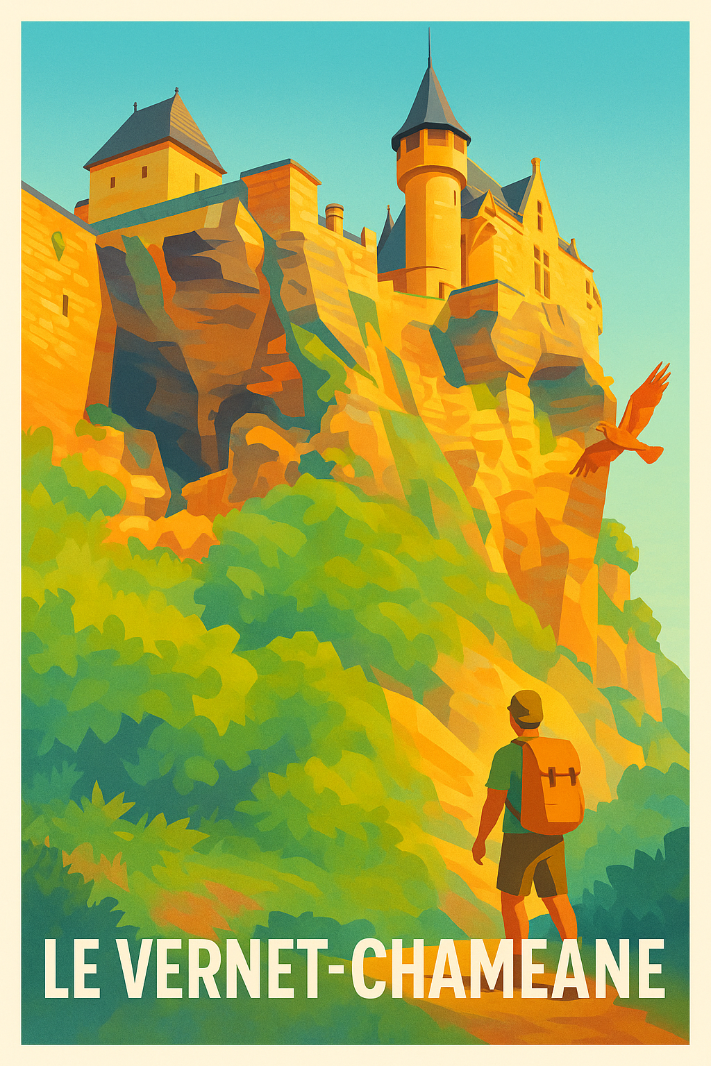 Affiche Le Vernet-Chaméane — L'émerveillement au sommet · poster d'art de Le Vernet-Chaméane