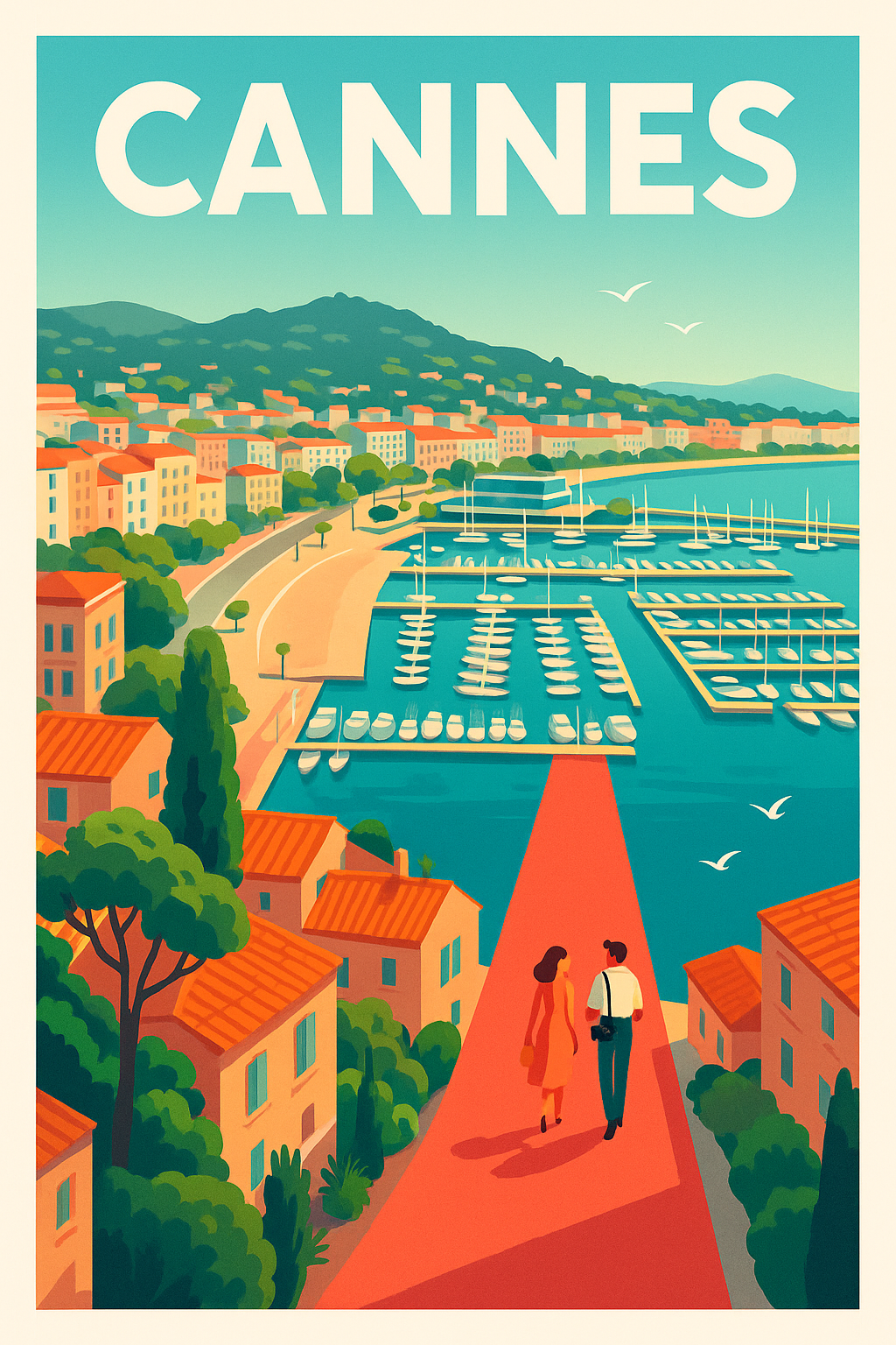 Affiche de Cannes - Échappée romantique sur la croisette