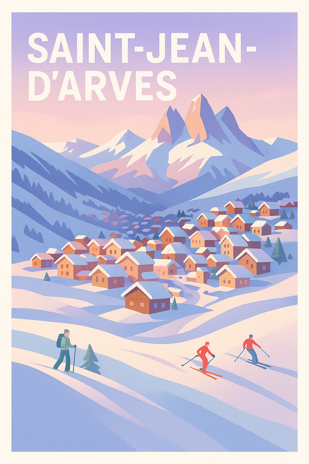 Affiche Saint-Jean-d'Arves — Escapade hivernale en montagne · poster d'art de Saint-Jean-d'Arves