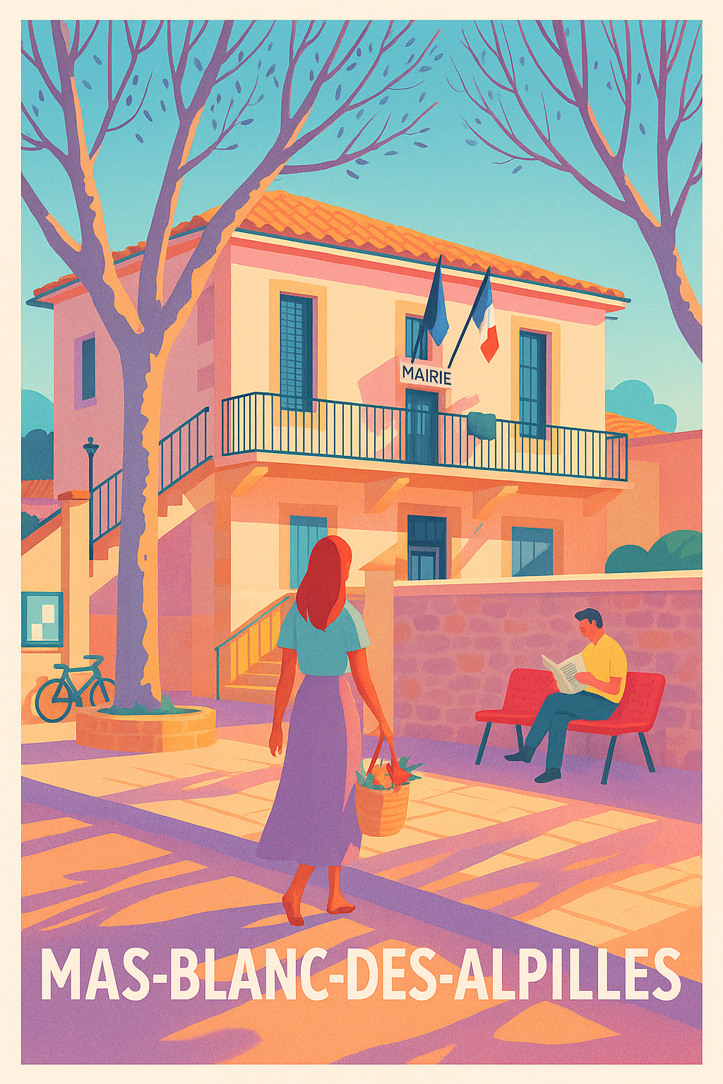 Affiche Mas-Blanc-des-Alpilles — Charme et douceur provençale · poster d'art de Mas-Blanc-des-Alpilles