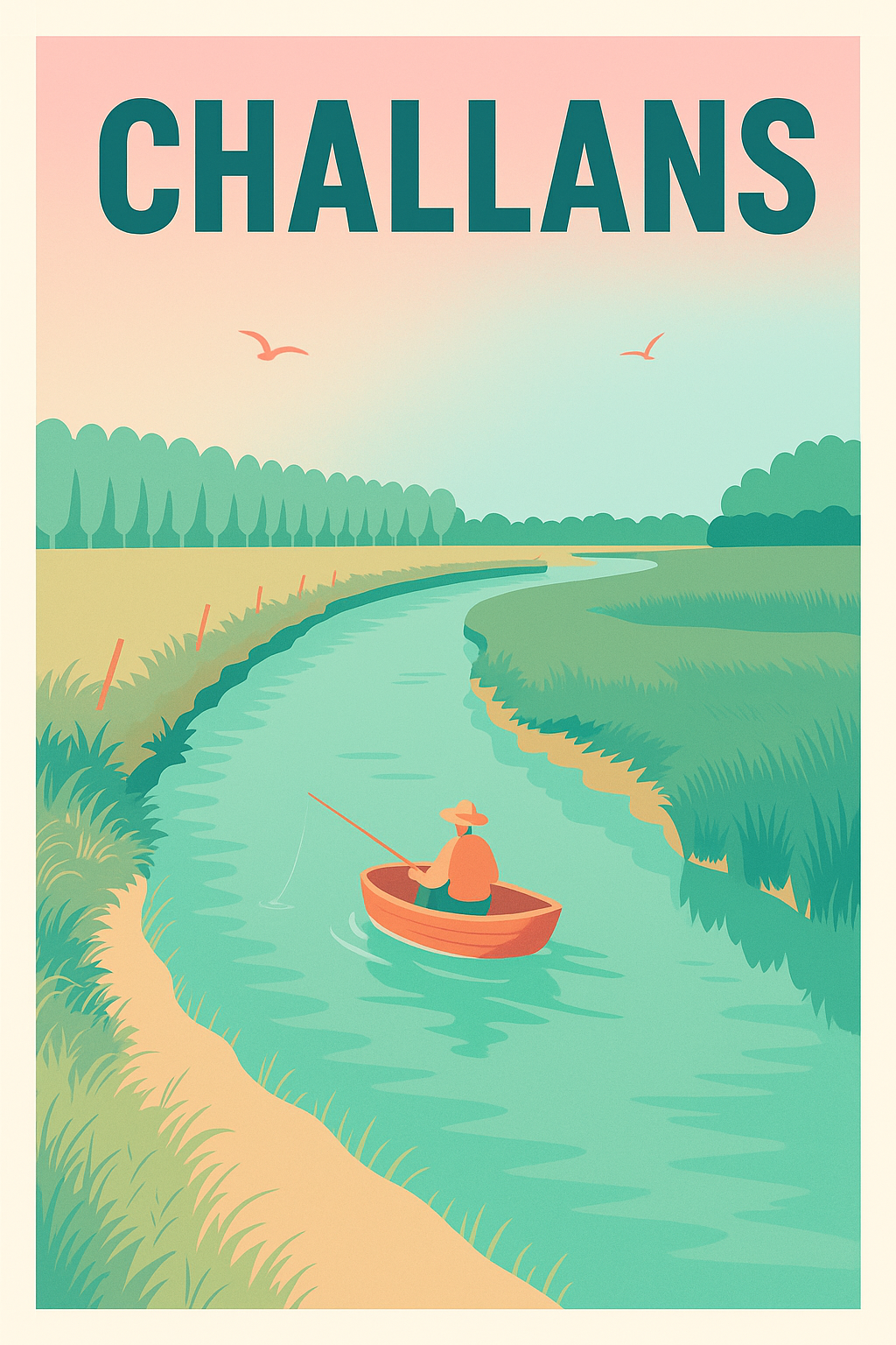Affiche Challans — Sérénité au fil de l'eau · poster d'art de Challans