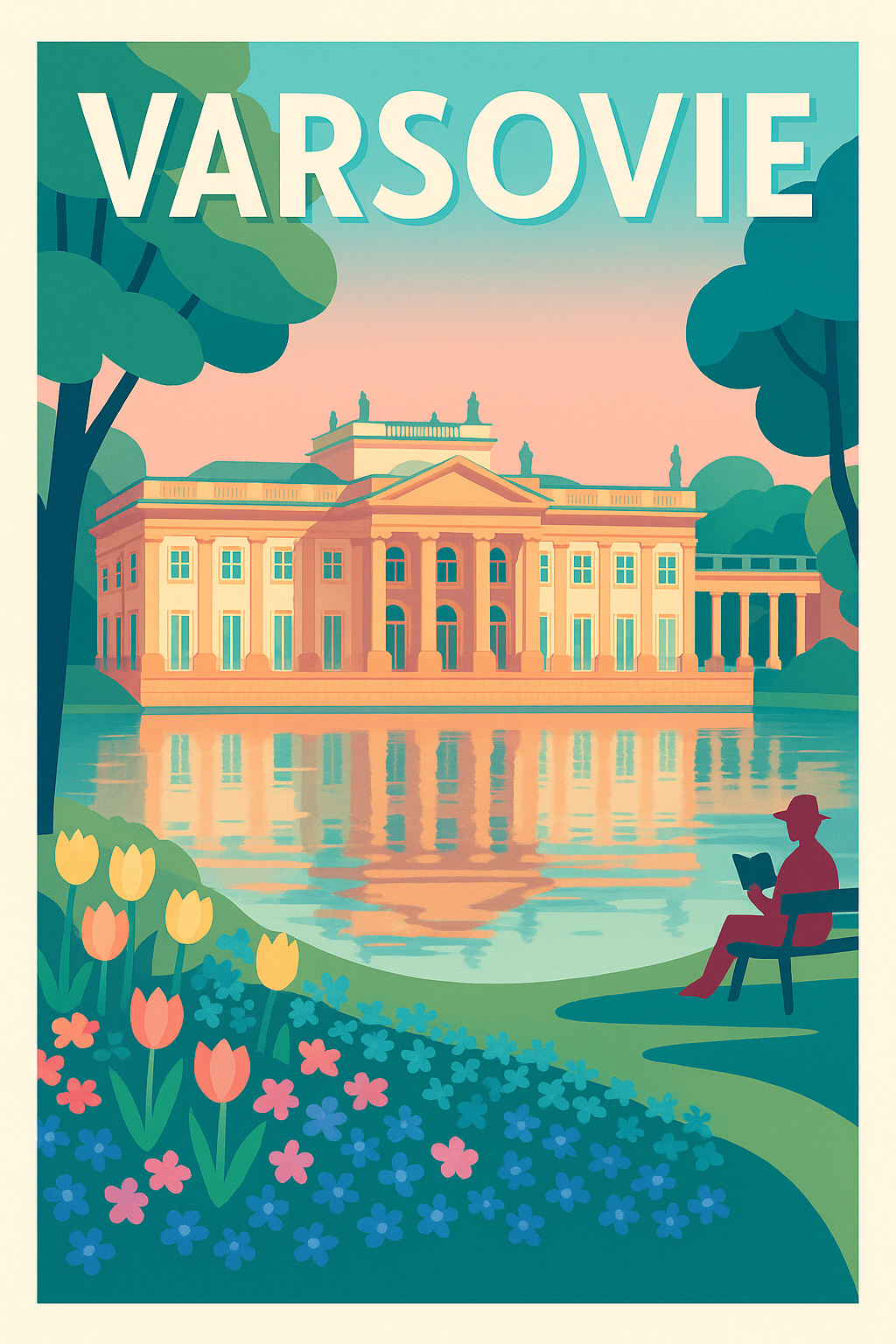Affiche de Varsovie - Flânerie paisible au Palais sur l'eau