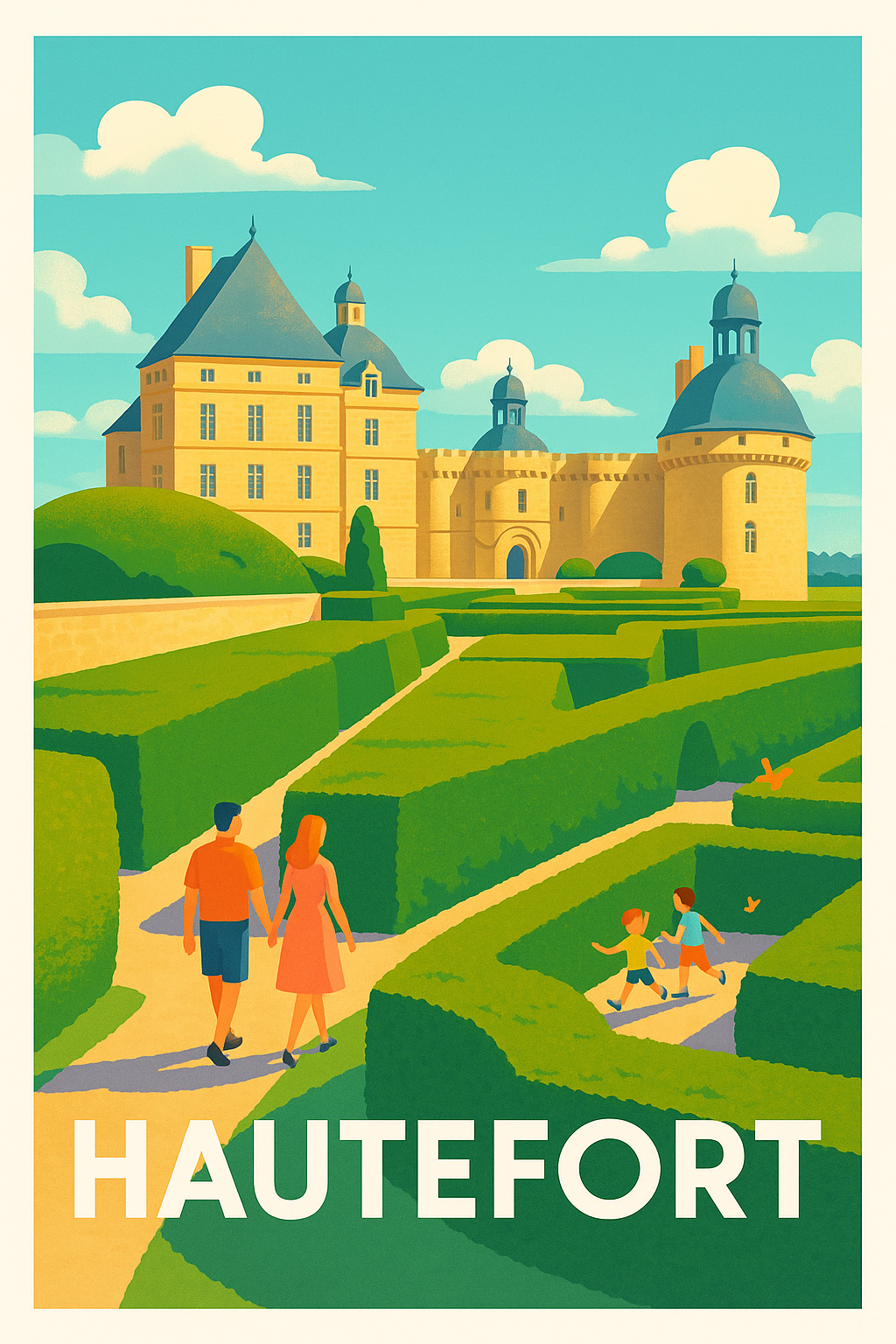 Affiche Hautefort — L'élégance du Château et ses Jardins · poster d'art de Hautefort