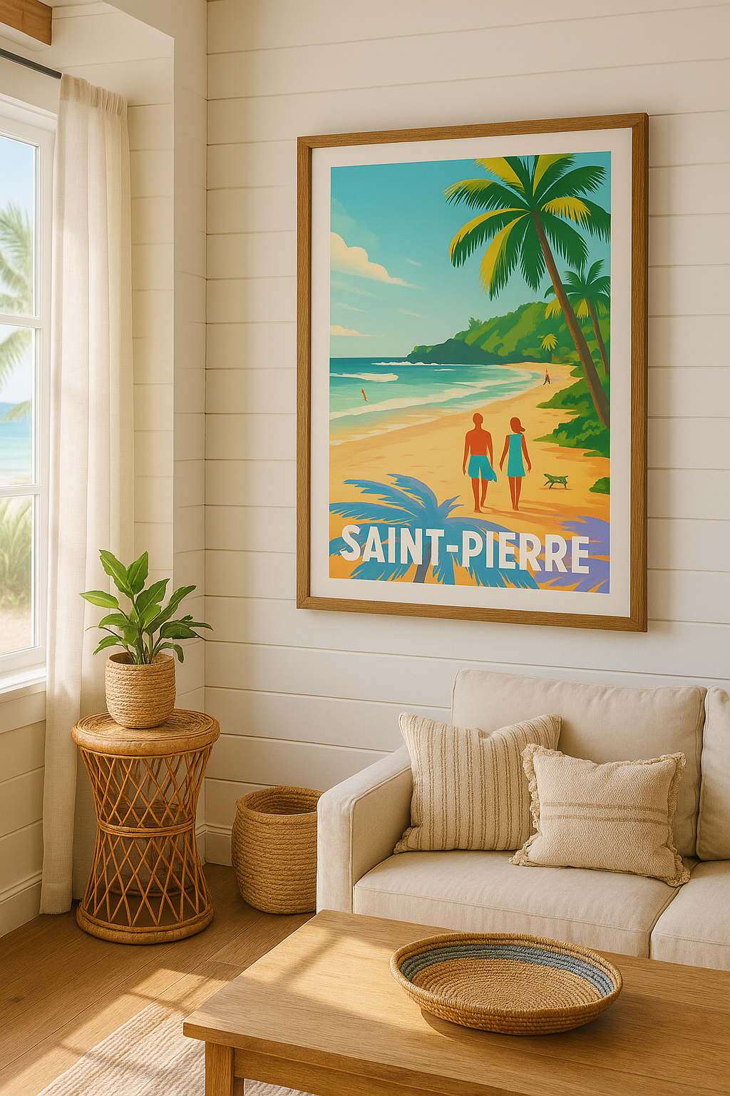 Mise en situation Affiche Saint-Pierre - Évasion tropicale à la plage