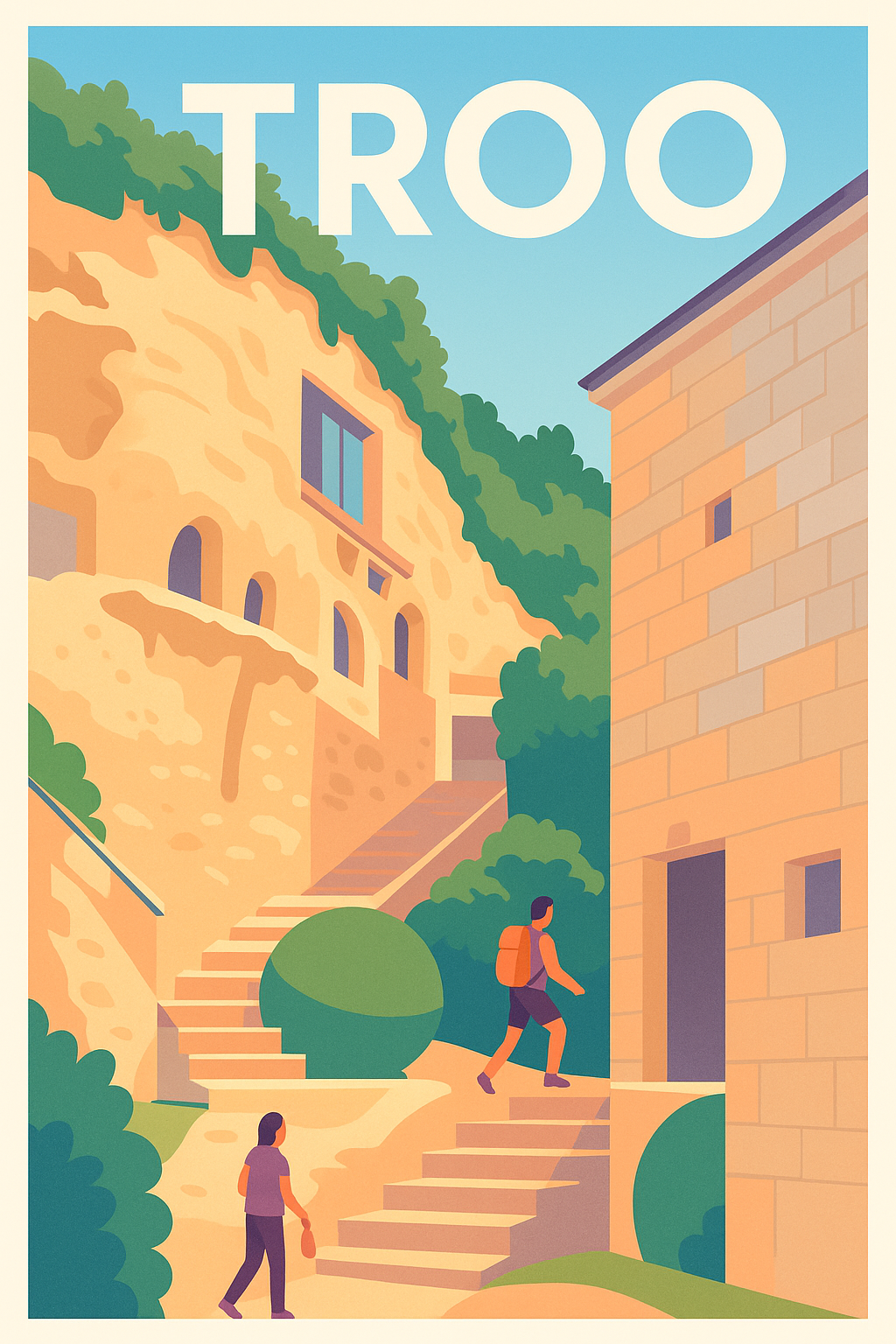 Affiche TROO — Charme et Nature entre Roches et Escaliers · poster d'art de TROO