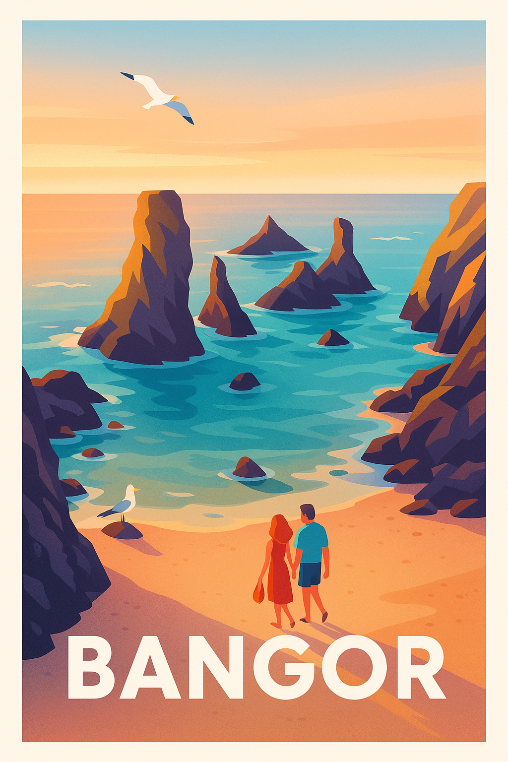 Affiche Bangor — Évasion romantique au bord de la mer · poster d'art de Bangor