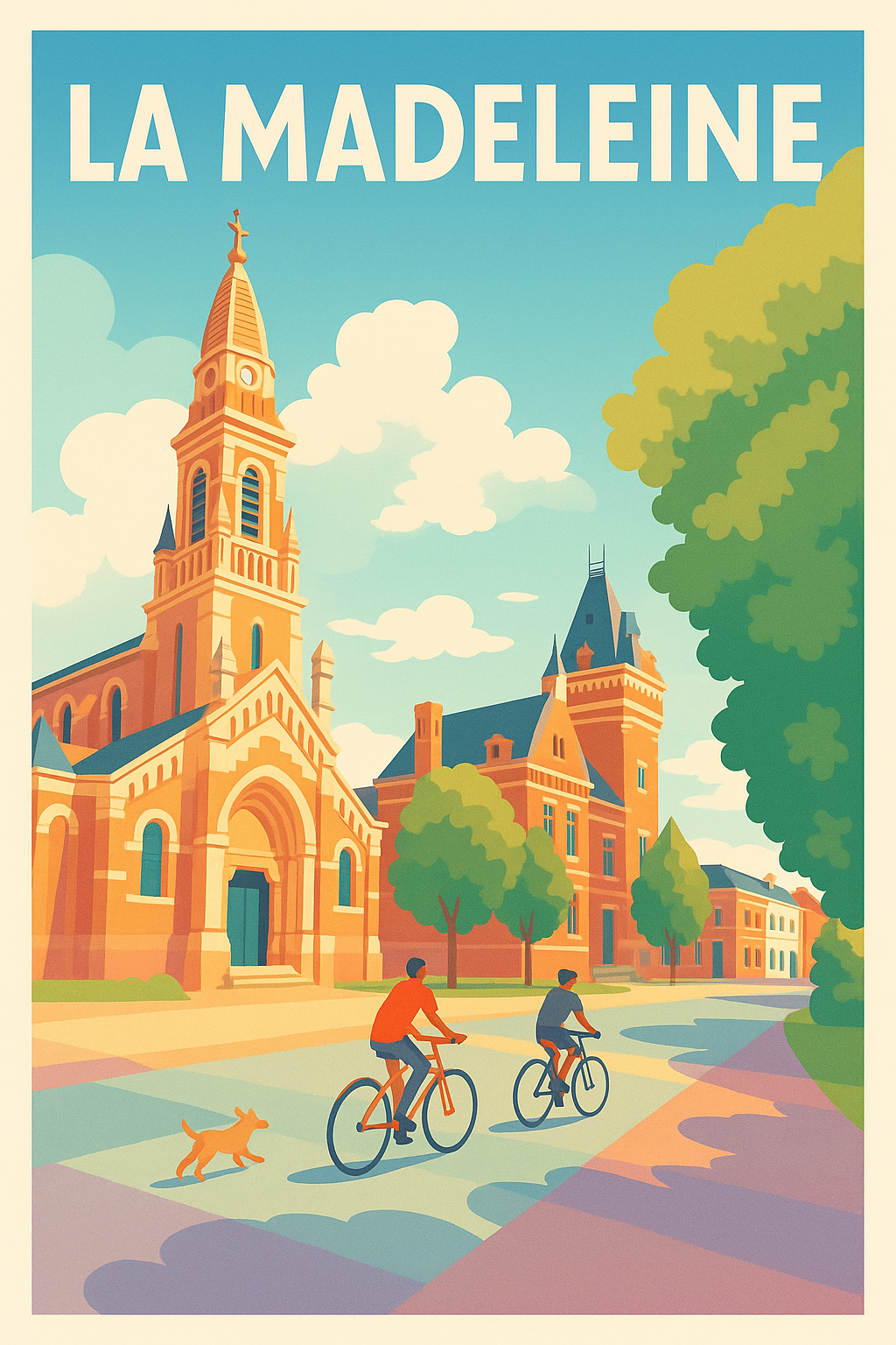 Affiche La Madeleine — Balade à vélo sous le ciel azur · poster d'art de La Madeleine