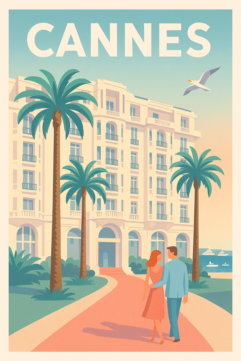 Affiche de Cannes - L'élégance de la Croisette en poster vintage