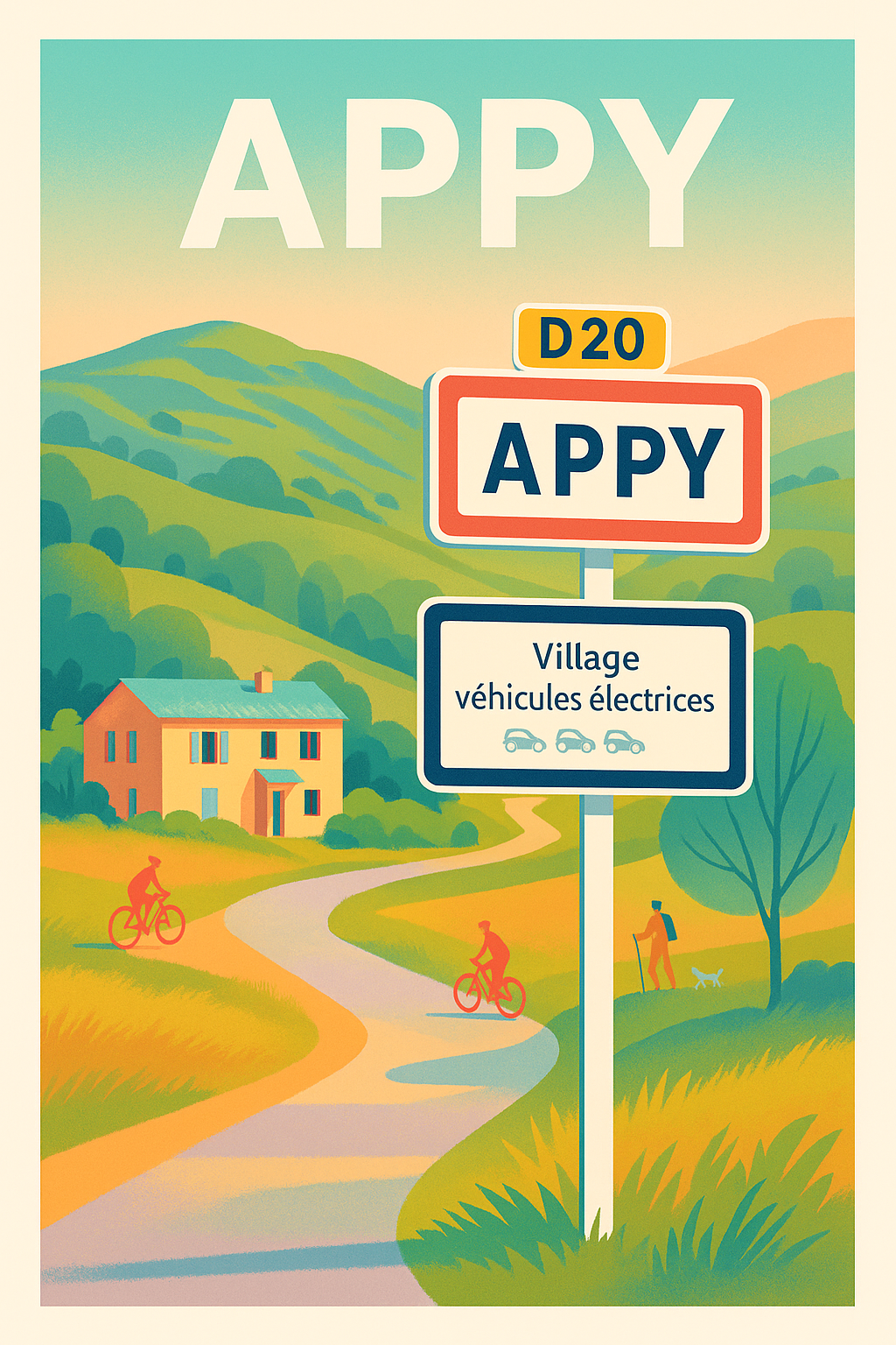 Affiche Appy — Village électrique en harmonie avec la nature · poster d'art de Appy