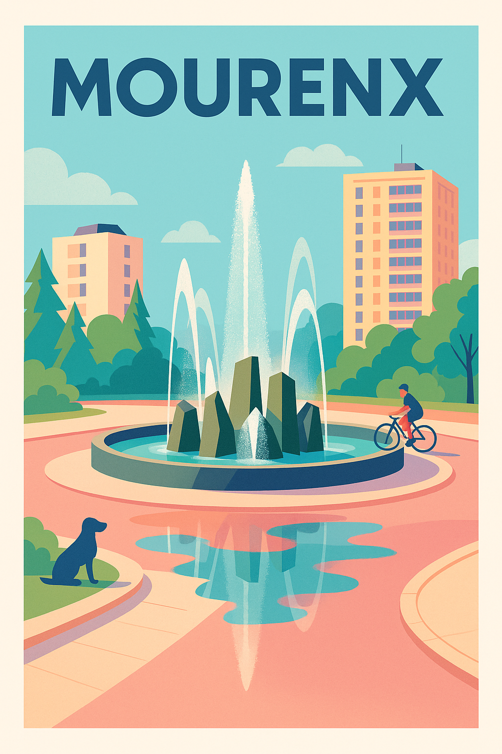 Affiche de Mourenx - Harmonie urbaine et nature paisible