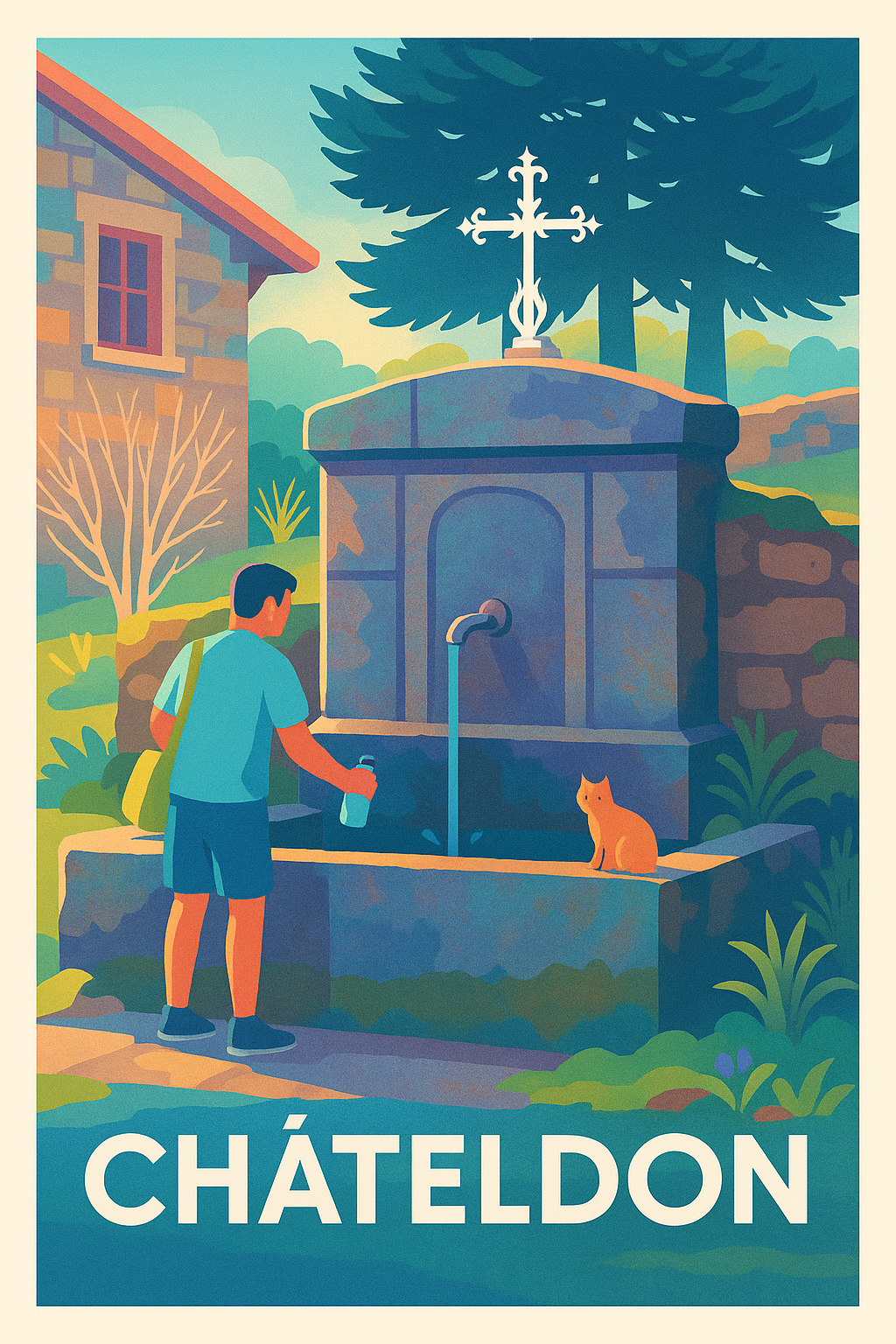 Affiche Châteldon — L'Authenticité d'un Village d'Auvergne · poster d'art de Châteldon