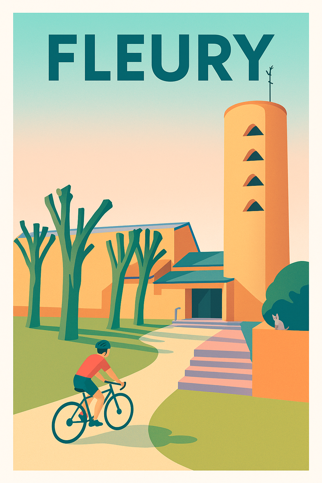 Affiche de Fleury - Escapade à vélo au cœur d'une architecture singulière