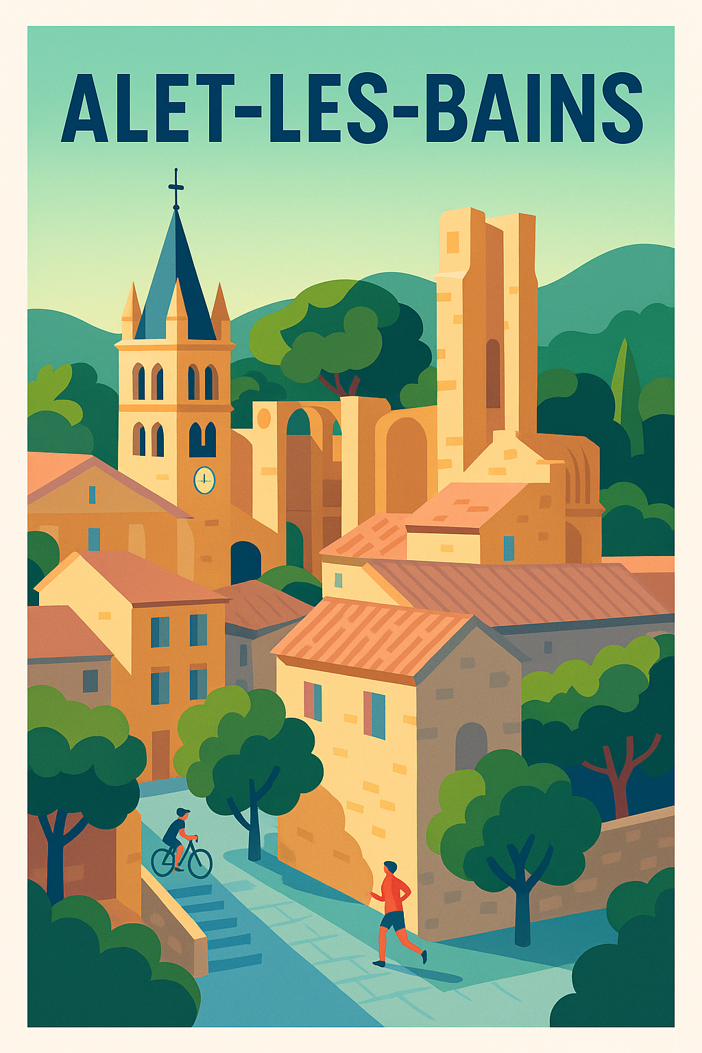 Affiche Alet-les-Bains — Charme et Sérénité en Pays Cathare · poster d'art de Alet-les-Bains
