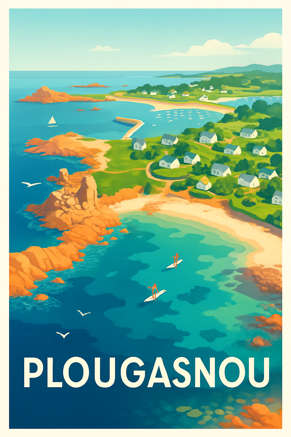Affiche de Plougasnou - Évasion marine et douceur bretonne