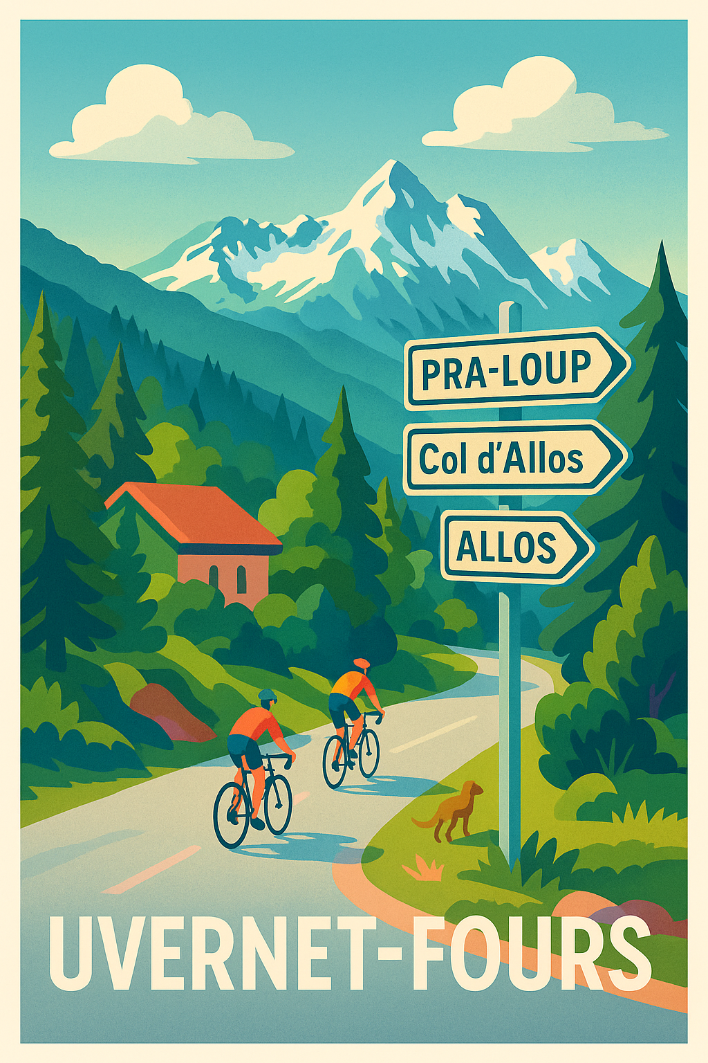 Affiche Uvernet-Fours — Aventure et nature à vélo · poster d'art de Uvernet-Fours