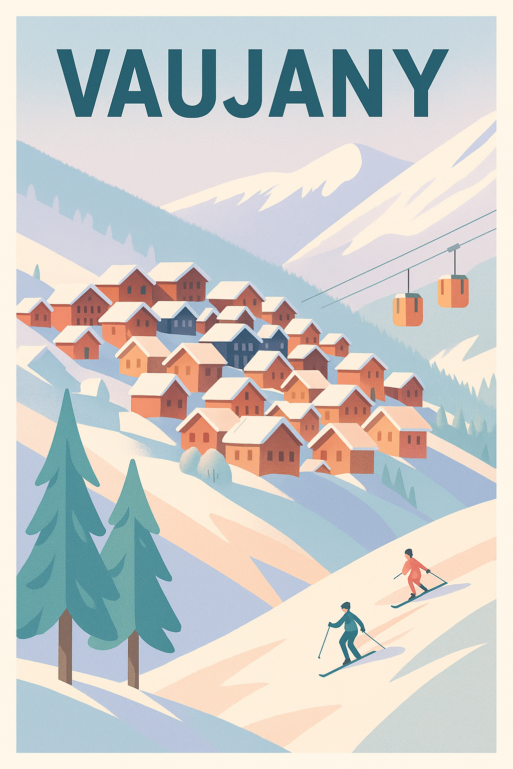 Affiche Vaujany — Charme des Alpes enneigées · poster d'art de Vaujany